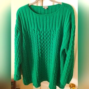 J. Jill Emerald Green Cable Knit Sweater Size XL